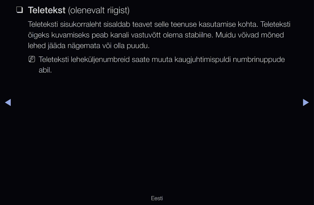 Samsung UE46D6500VSXXH, UE55D6200TSXZG, UE40D6200TSXZG, UE40D6000TWXXH, UE40D6500VSXXH manual Teletekst olenevalt riigist 