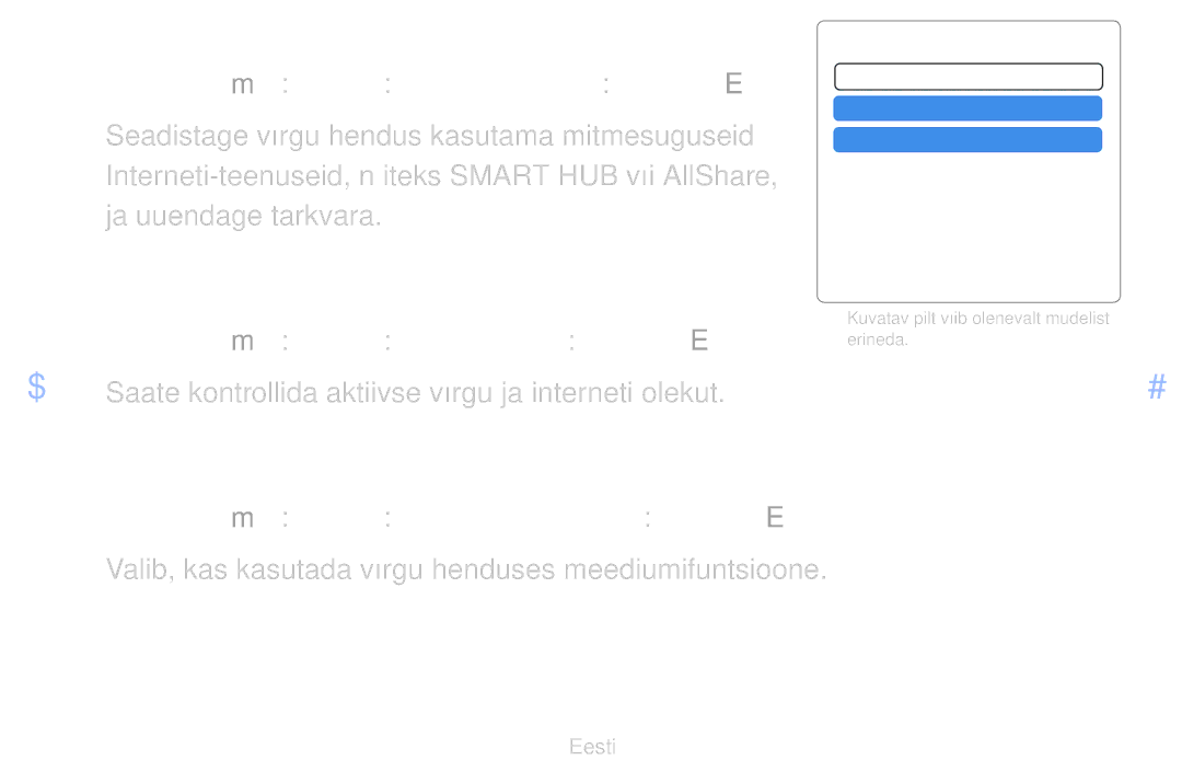 Samsung UE46D6500VSXXH, UE55D6200TSXZG, UE40D6200TSXZG, UE40D6000TWXXH Saate kontrollida aktiivse võrgu ja interneti olekut 