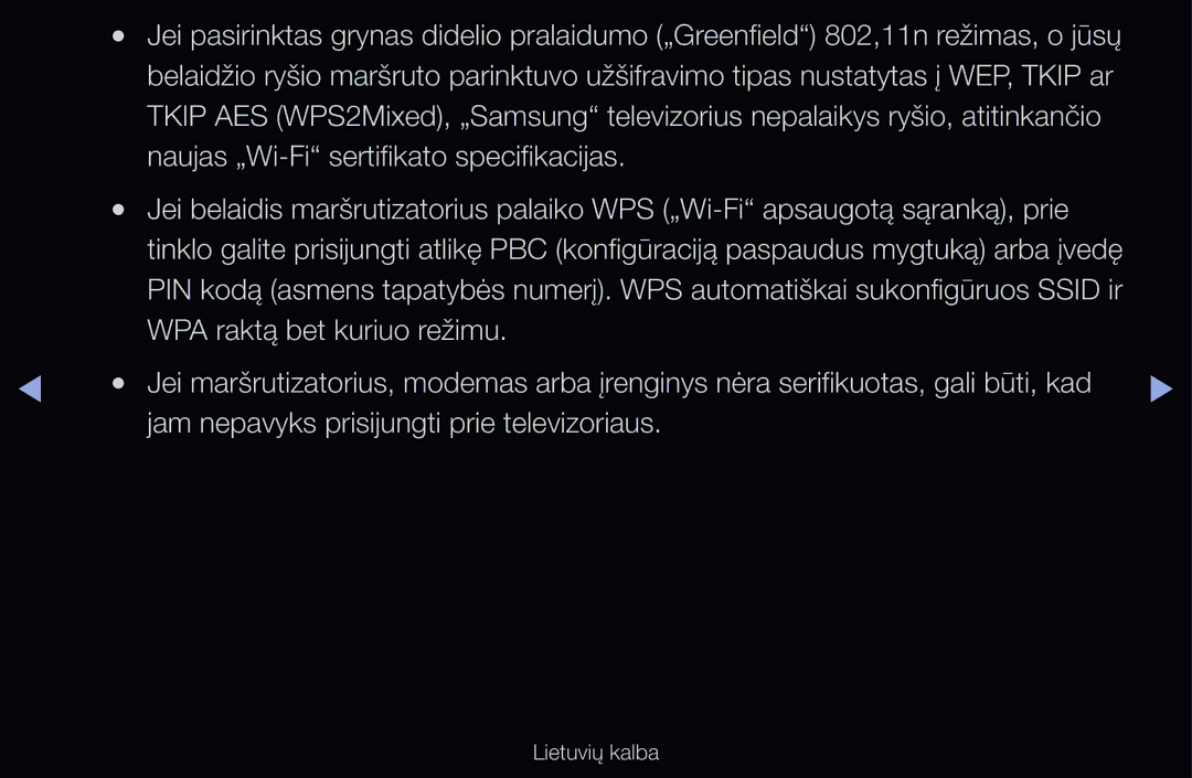 Samsung UE40D6200TSXZG, UE55D6200TSXZG manual WPA raktą bet kuriuo režimu, Jam nepavyks prisijungti prie televizoriaus 