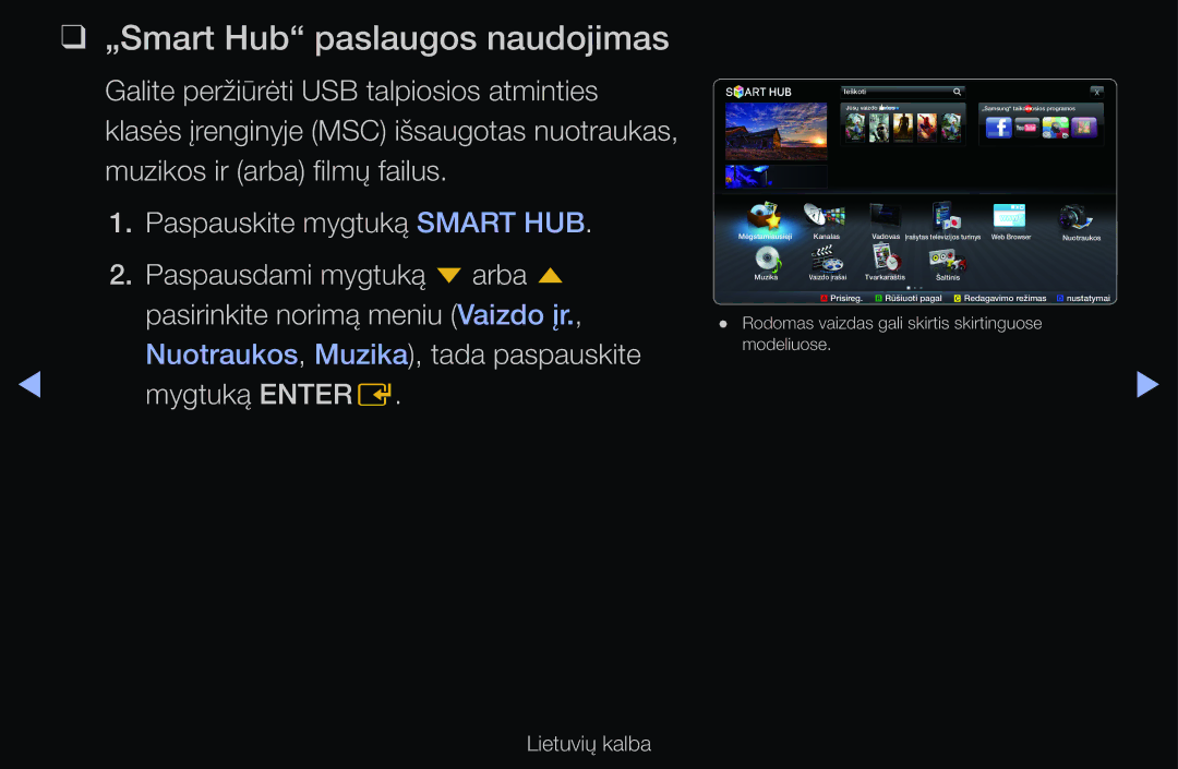Samsung UE55D6000TWXXH, UE55D6200TSXZG, UE40D6200TSXZG, UE40D6000TWXXH manual „Smart Hub paslaugos naudojimas, Mygtuką Entere 