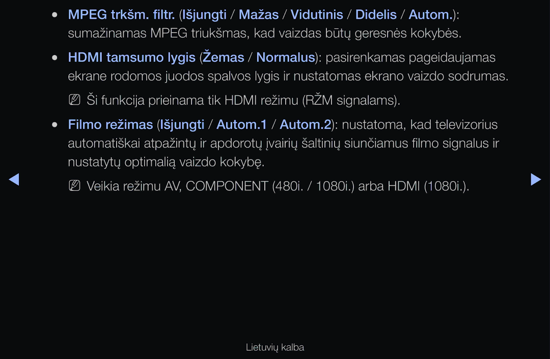 Samsung UE32D6500VSXXH, UE55D6200TSXZG, UE40D6200TSXZG manual NN Ši funkcija prieinama tik Hdmi režimu RŽM signalams 