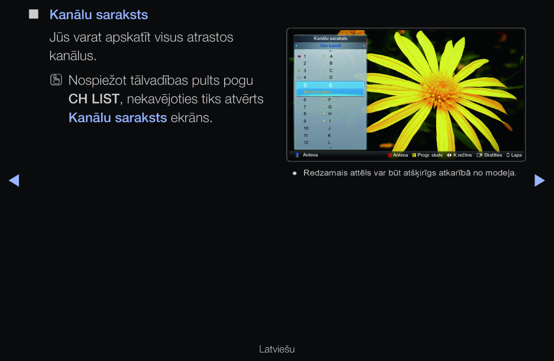 Samsung UE40D6100SWXXH, UE55D6200TSXZG, UE40D6200TSXZG, UE40D6000TWXXH, UE40D6500VSXXH, UE46D6510WSXZG manual Kanālu saraksts 
