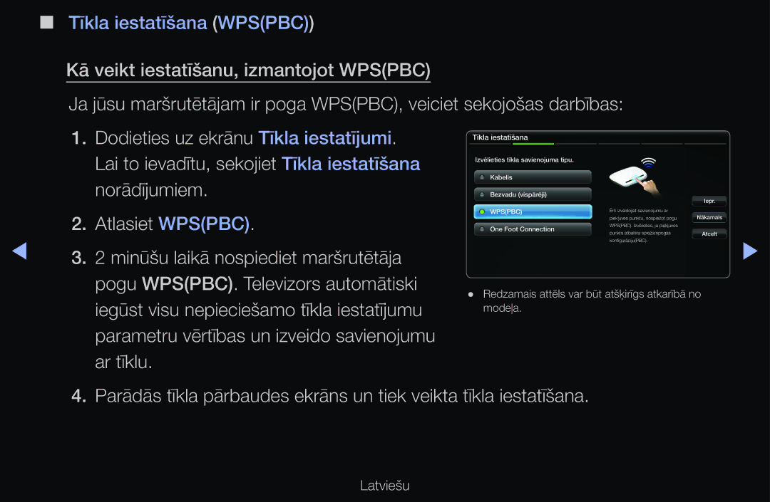 Samsung UE40D6510WSXXH, UE55D6200TSXZG, UE40D6200TSXZG manual Atlasiet Wpspbc, Minūšu laikā nospiediet maršrutētāja, Ar tīklu 