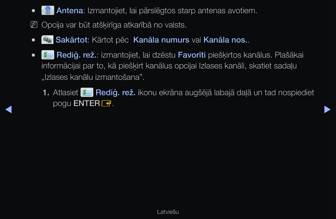 Samsung UE55D6500VSXXH, UE55D6200TSXZG, UE40D6200TSXZG, UE40D6000TWXXH manual Sakārtot Kārtot pēc Kanāla numurs vai Kanāla nos 