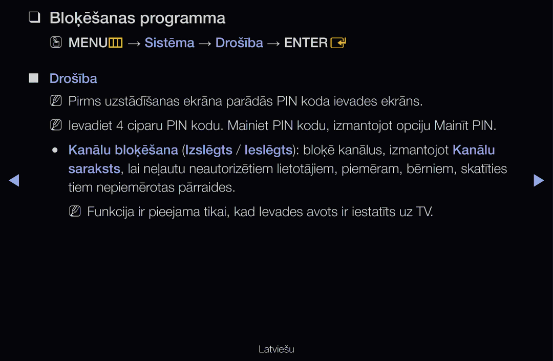 Samsung UE40D6500VSXXH, UE55D6200TSXZG, UE40D6200TSXZG, UE40D6000TWXXH, UE46D6510WSXZG, UE40D6500VSXZG Bloķēšanas programma 