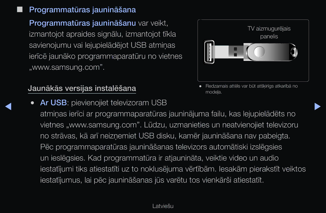 Samsung UE46D6570WSXXH, UE55D6200TSXZG, UE40D6200TSXZG, UE40D6000TWXXH, UE40D6500VSXXH manual Jaunākās versijas instalēšana 