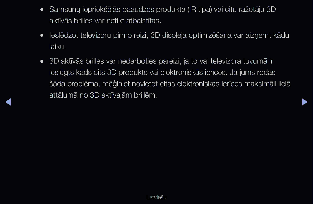 Samsung UE46D6100SWXXH, UE55D6200TSXZG, UE40D6200TSXZG, UE40D6000TWXXH, UE40D6500VSXXH manual Attālumā no 3D aktīvajām brillēm 