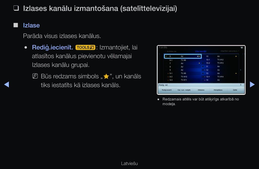 Samsung UE46D6100SWXXH, UE55D6200TSXZG Izlases kanālu izmantošana satelīttelevīzijai, Tiks iestatīts kā izlases kanāls 