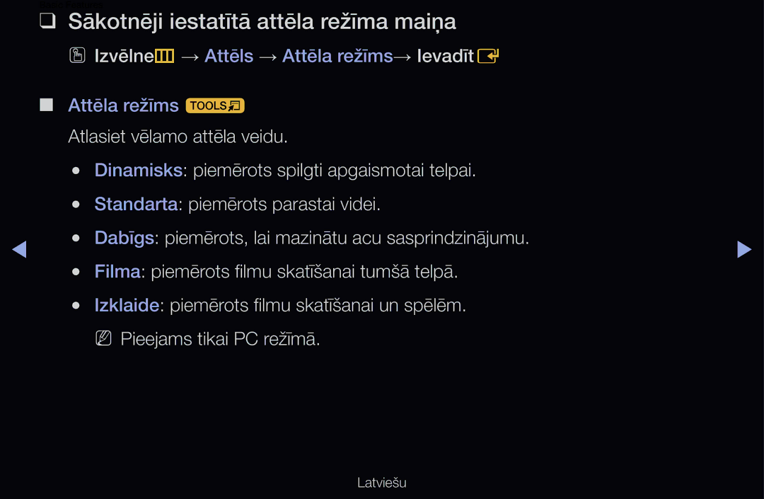 Samsung UE40D6500VSXXH manual Sākotnēji iestatītā attēla režīma maiņa, OO Izvēlnem → Attēls → Attēla režīms→ IevadītE 