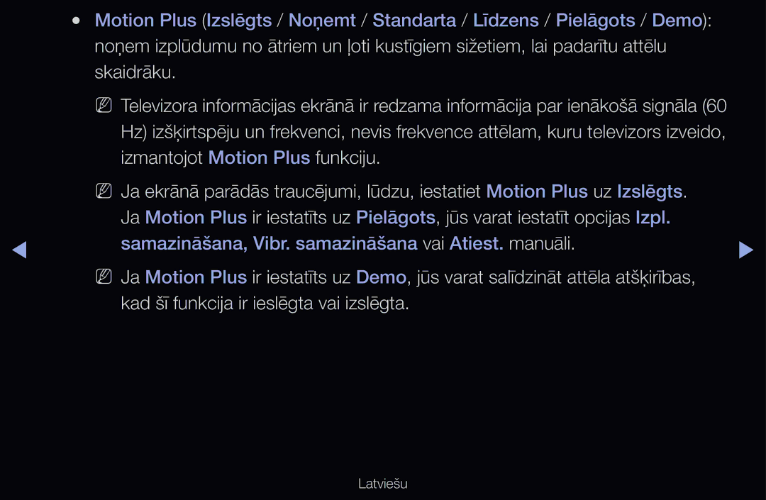 Samsung UE37D6500VSXXH, UE55D6200TSXZG, UE40D6200TSXZG, UE40D6000TWXXH Samazināšana, Vibr. samazināšana vai Atiest. manuāli 