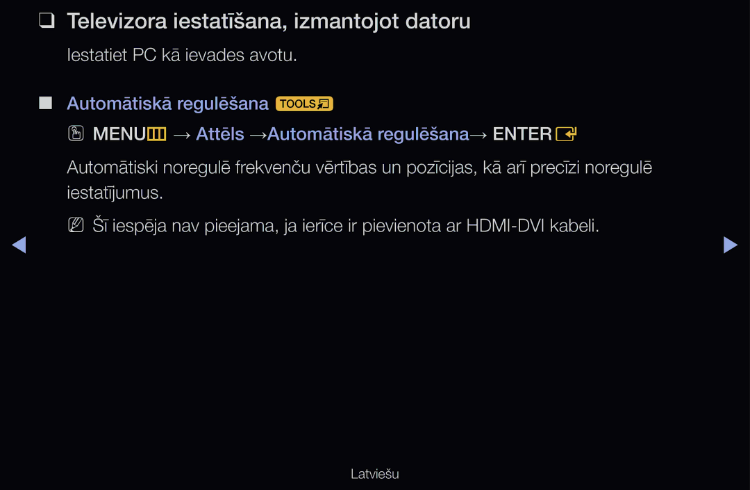 Samsung UE55D6570WSXXH, UE55D6200TSXZG manual Televizora iestatīšana, izmantojot datoru, Iestatiet PC kā ievades avotu 