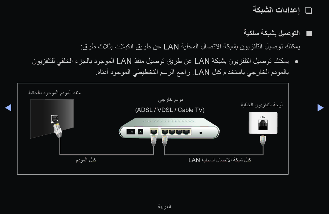 Samsung UA55D6600WSXSH, UE55D6500VSXTK, UE55D6000TWXTK, UE40D6500VSXXC, UE46D6510WSXXC, UE40D6510WSXXC manual ةكبشلا تادادعإ 