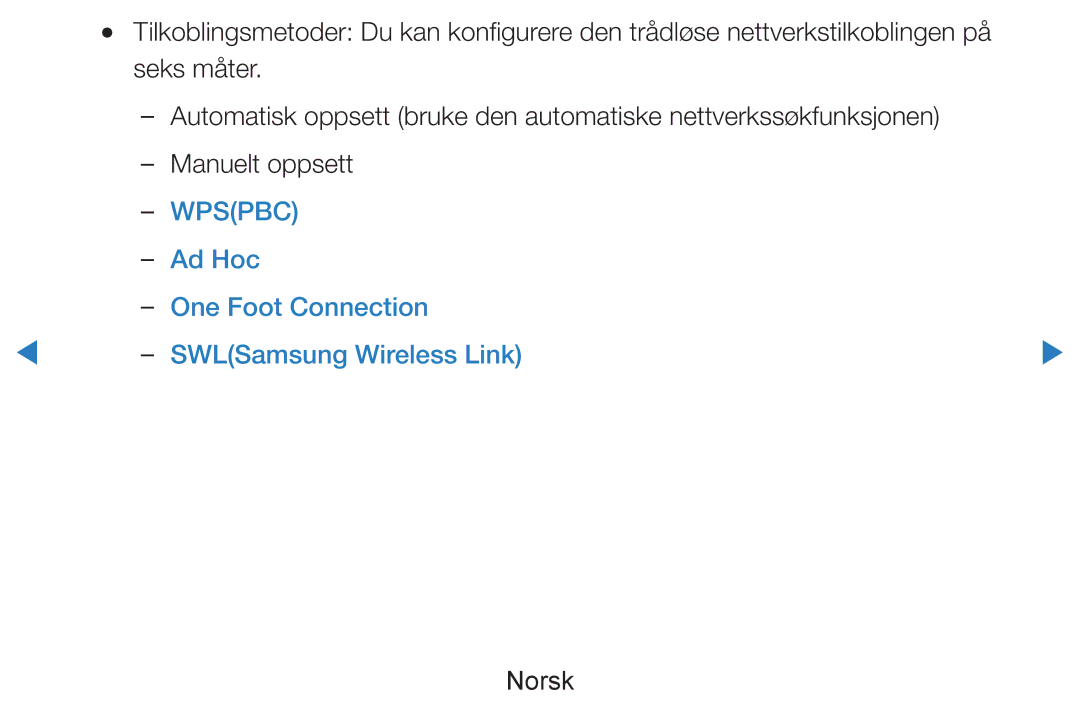 Samsung UE40D8005YUXXE, UE55D8005YUXXE, UE46D7005LUXXE manual Wpspbc, Ad Hoc One Foot Connection SWLSamsung Wireless Link 