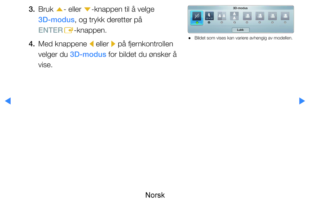 Samsung UE55D7005LUXXE, UE55D8005YUXXE, UE46D7005LUXXE, UE46D8005YUXXE, UE40D8005YUXXE, UE60D8005YUXXE manual 3D-modus Lukk 