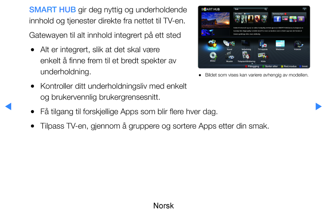 Samsung UE40D8005YUXXE manual Gatewayen til alt innhold integrert på ett sted, Alt er integrert, slik at det skal være 