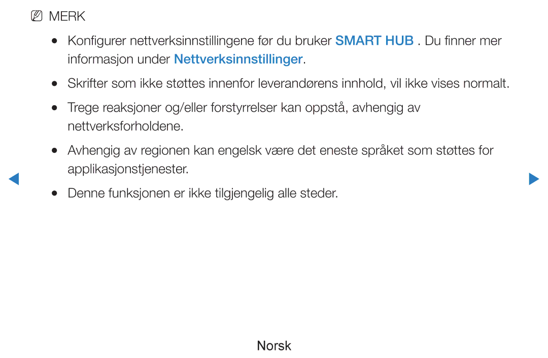 Samsung UE40D7005LUXXE, UE55D8005YUXXE, UE46D7005LUXXE, UE46D8005YUXXE manual Informasjon under Nettverksinnstillinger 