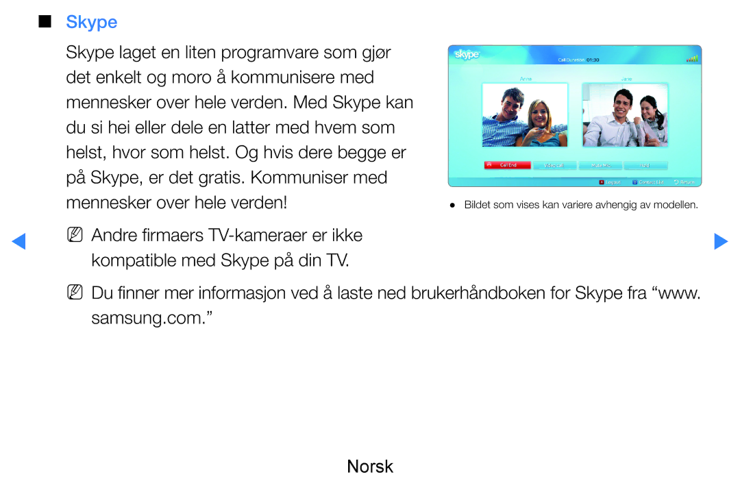 Samsung UE55D8005YUXXE, UE46D7005LUXXE, UE46D8005YUXXE, UE55D7005LUXXE, UE40D8005YUXXE manual Skype, Mennesker over hele verden 