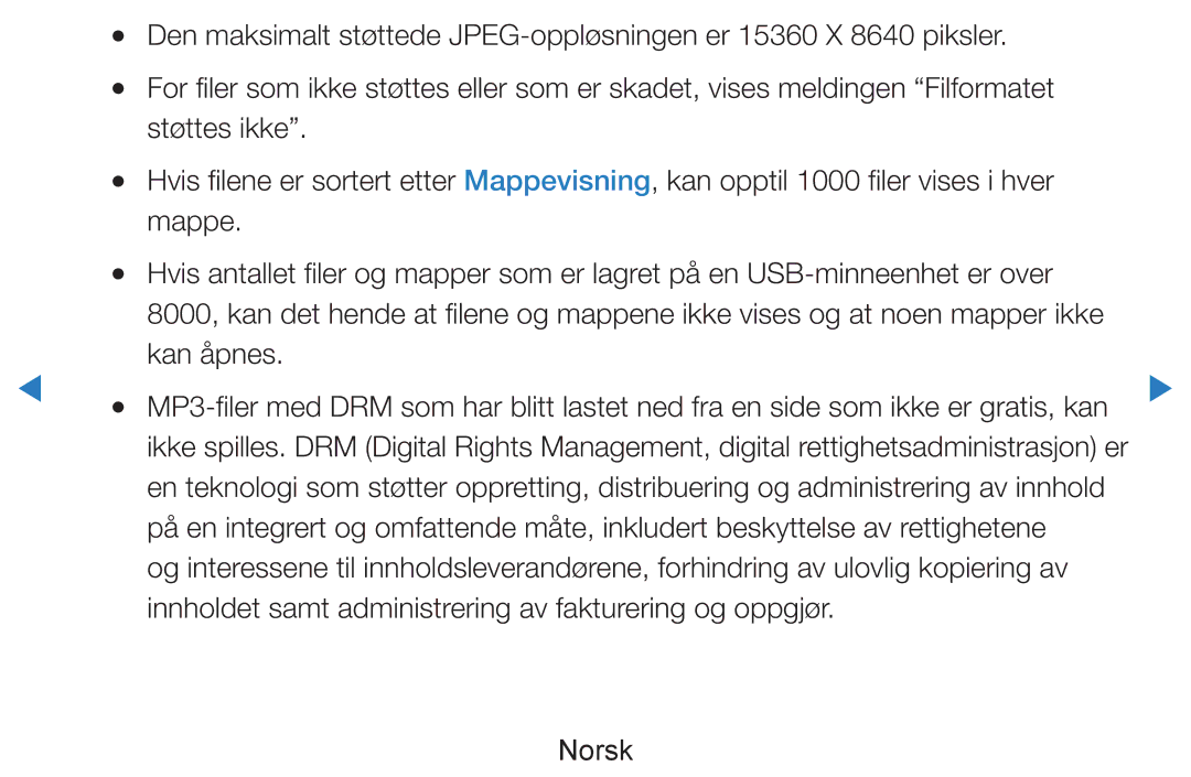 Samsung UE55D7005LUXXE manual Støttes ikke, Mappe, Kan åpnes, Innholdet samt administrering av fakturering og oppgjør 