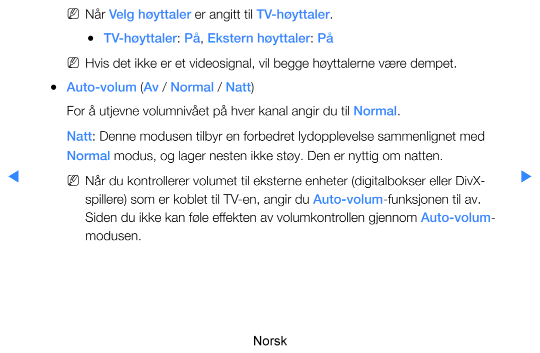 Samsung UE55D8005YUXXE, UE46D7005LUXXE, UE46D8005YUXXE, UE55D7005LUXXE, UE40D8005YUXXE manual Auto-volum Av / Normal / Natt 