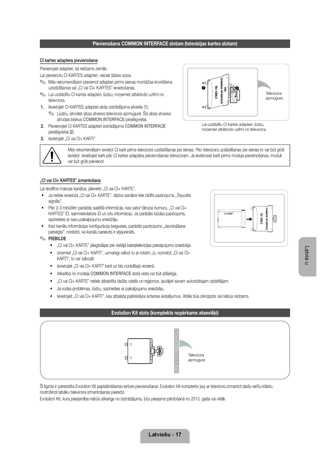 Samsung UE55ES7000SXXH, UE46ES7000SXXH manual Evolution Kit slots komplekts nopērkams atsevišķi, Televizora aizmugure 