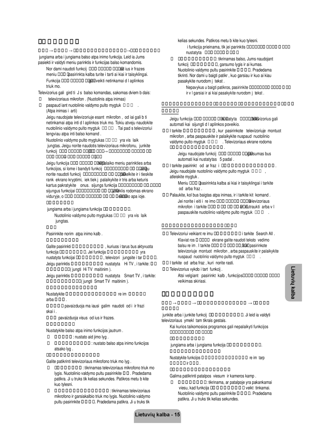 Samsung UE55ES7000SXXH, UE46ES7000SXXH manual Valdymas balsu, Valdymas judesiais, Kaip naudoti teksto įvedimo balsu režimą 