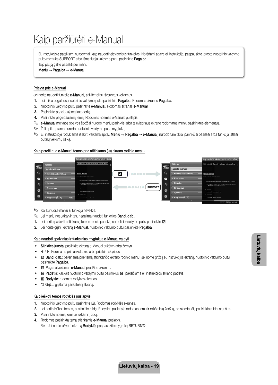 Samsung UE46ES7000SXXH, UE55ES7000SXXH, UE40ES7000SXXH manual Kaip peržiūrėti e-Manual 