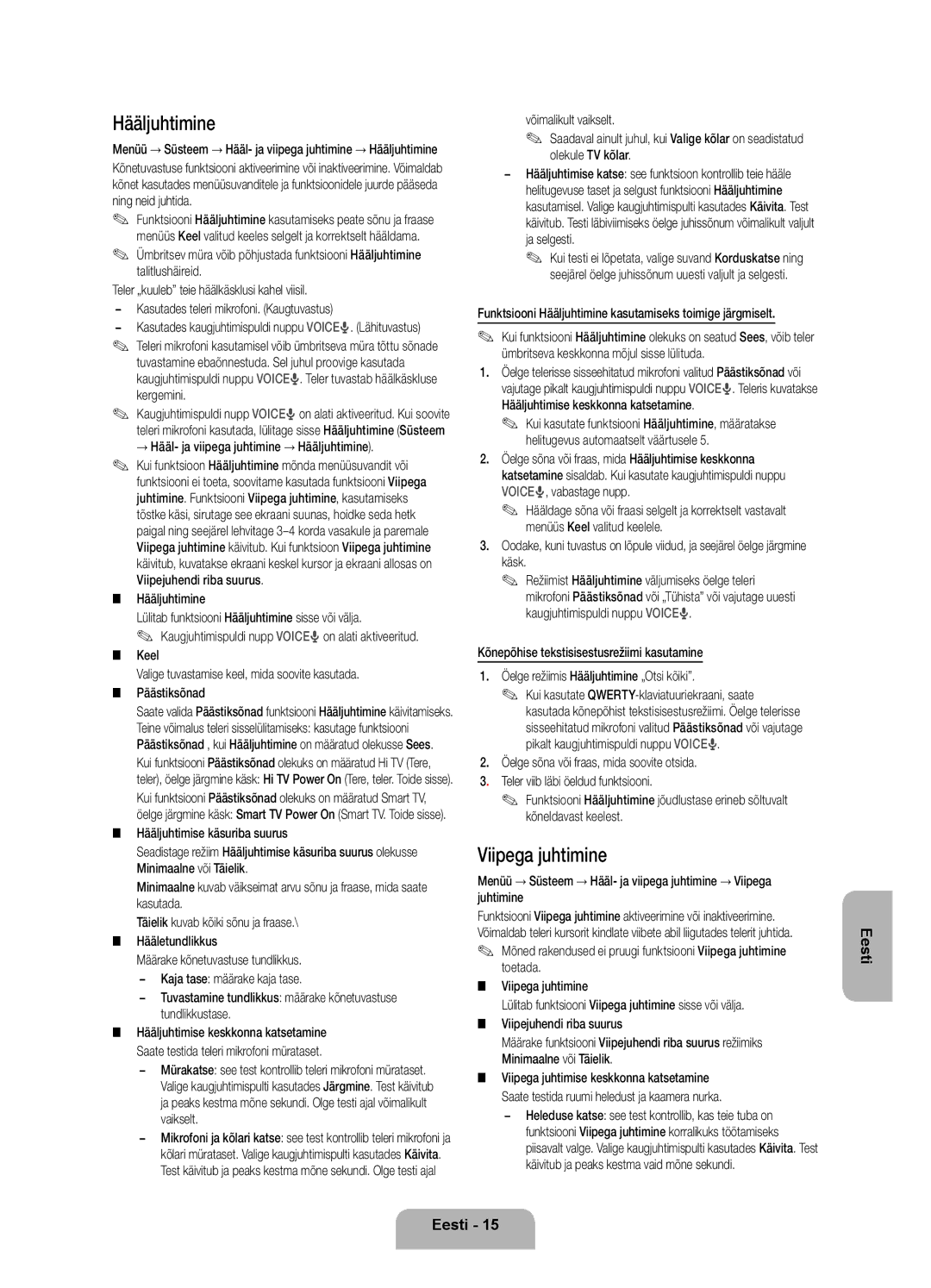 Samsung UE40ES7000SXXH, UE55ES7000SXXH, UE46ES7000SXXH Viipega juhtimine, → Hääl- ja viipega juhtimine → Hääljuhtimine 