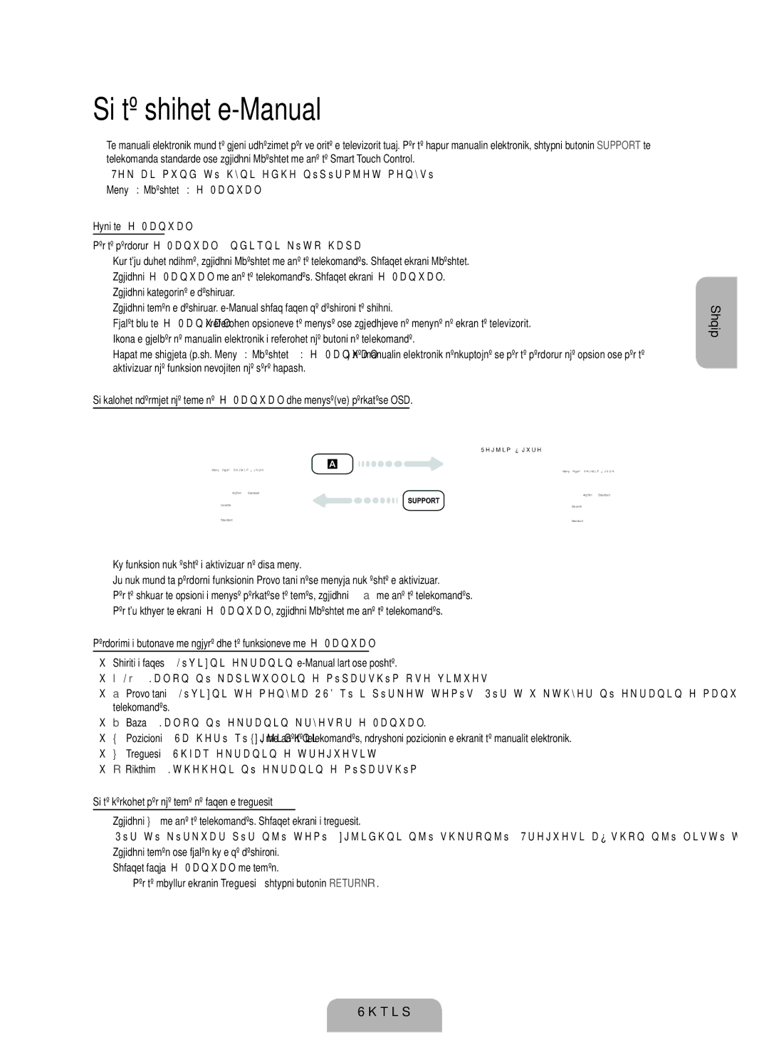 Samsung UE40ES7000SXXH manual Meny → Mbështet → e-Manual Hyni te e-Manual, Si të kërkohet për një temë në faqen e treguesit 