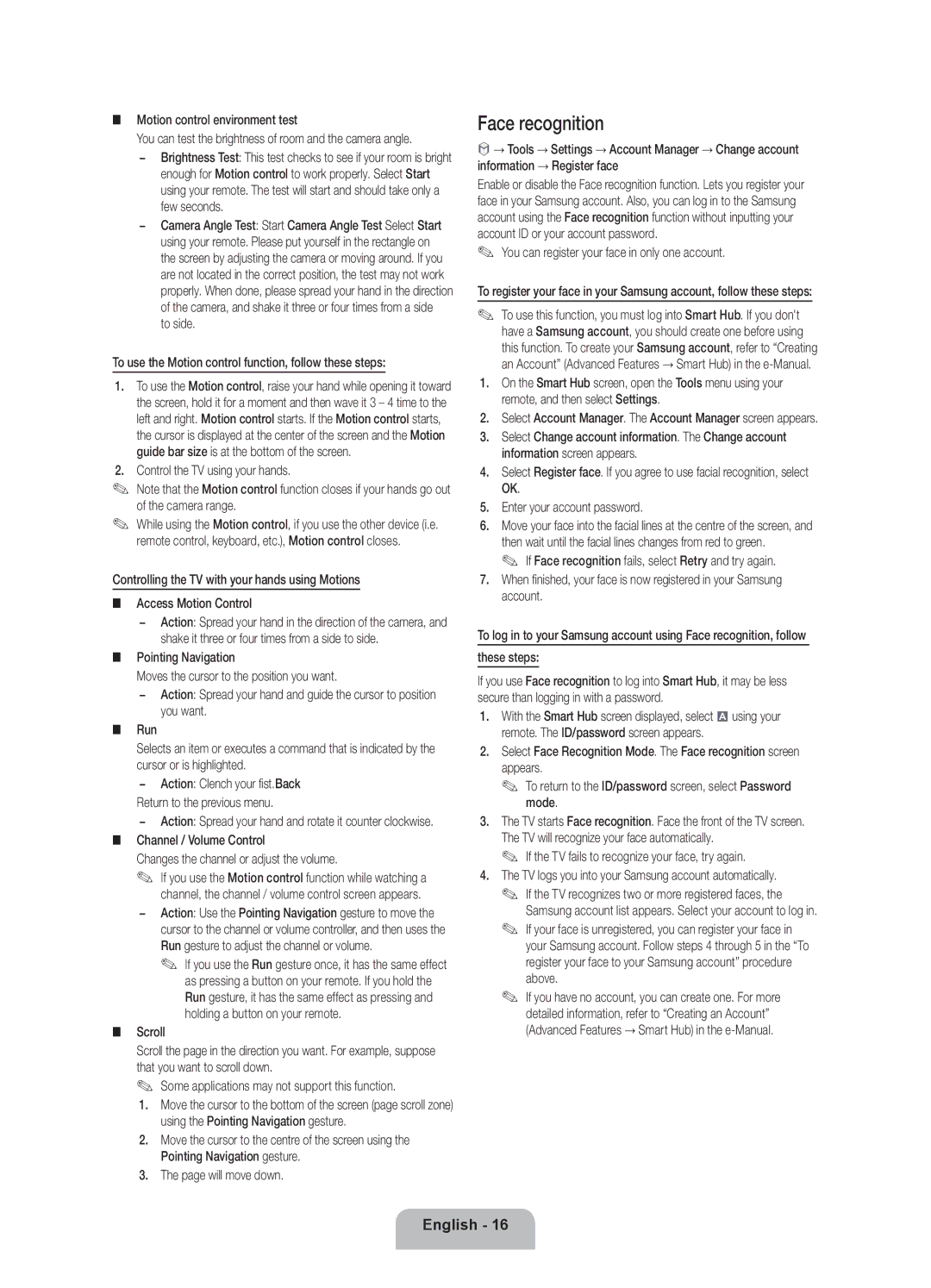 Samsung UE40ES7090SXZG, UE55ES7090SXZG, UE46ES7090SXZG manual Face recognition 