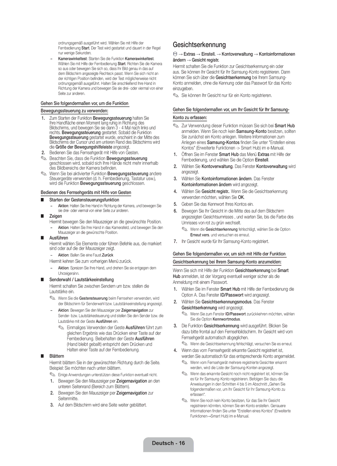 Samsung UE55ES7090SXZG, UE40ES7090SXZG, UE46ES7090SXZG manual Gesichtserkennung 