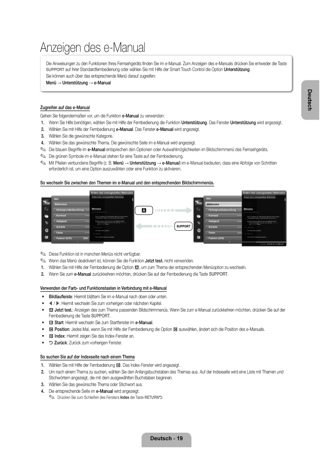 Samsung UE55ES7090SXZG, UE40ES7090SXZG, UE46ES7090SXZG manual Anzeigen des e-Manual 