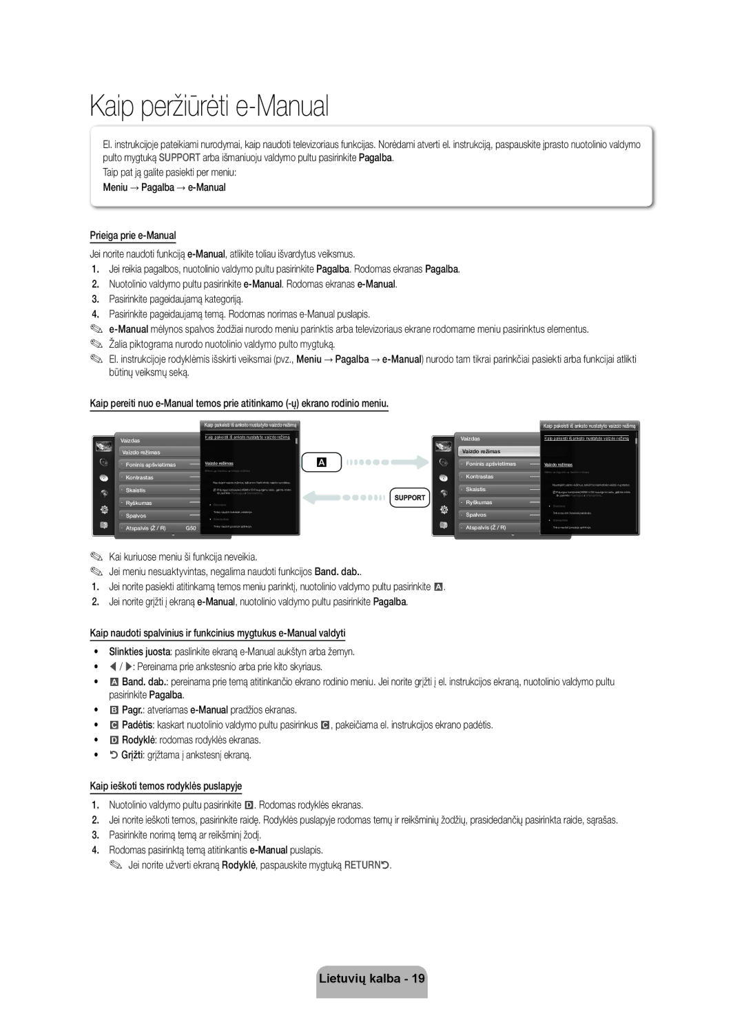 Samsung UE46ES8000SXXH, UE55ES8000SXXH, UE40ES8000SXXH manual Kaip peržiūrėti e-Manual 