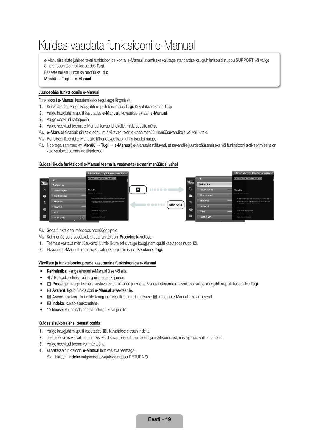 Samsung UE55ES8000SXXH, UE46ES8000SXXH, UE40ES8000SXXH manual Kuidas vaadata funktsiooni e-Manual 