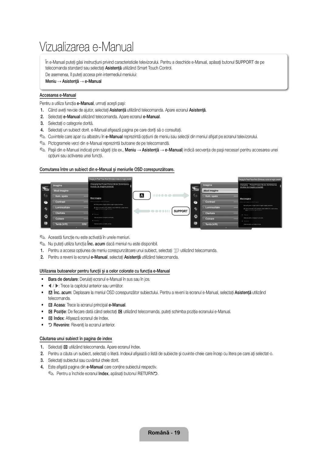 Samsung UE46ES8000SXXH, UE55ES8000SXXH, UE40ES8000SXXH Vizualizarea e-Manual, Selectaţi subiectul sau cuvântul cheie dorit 