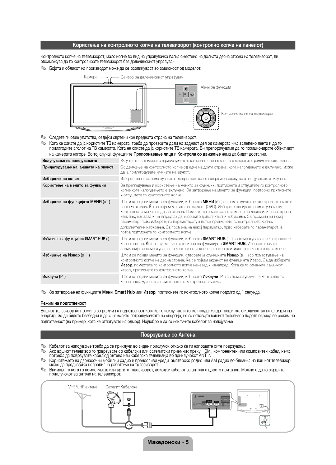 Samsung UE40ES8000SXXH, UE55ES8000SXXH, UE46ES8000SXXH manual Поврзување со Антена 