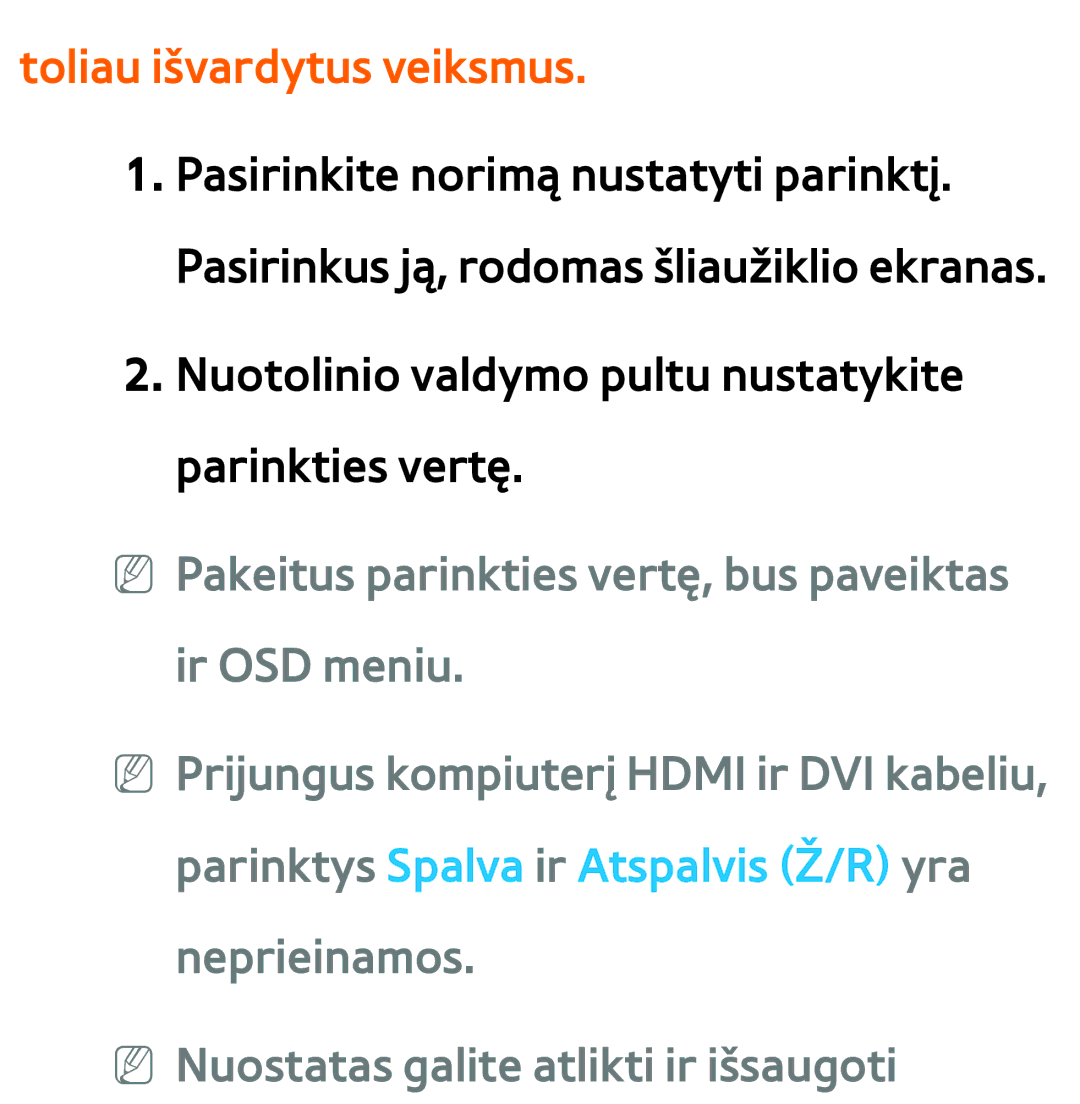 Samsung UE55ES8000SXXH, UE55ES7000SXXH, UE46ES8000SXXH, UE46ES7000SXXH, UE65ES8000SXXH manual Toliau išvardytus veiksmus 