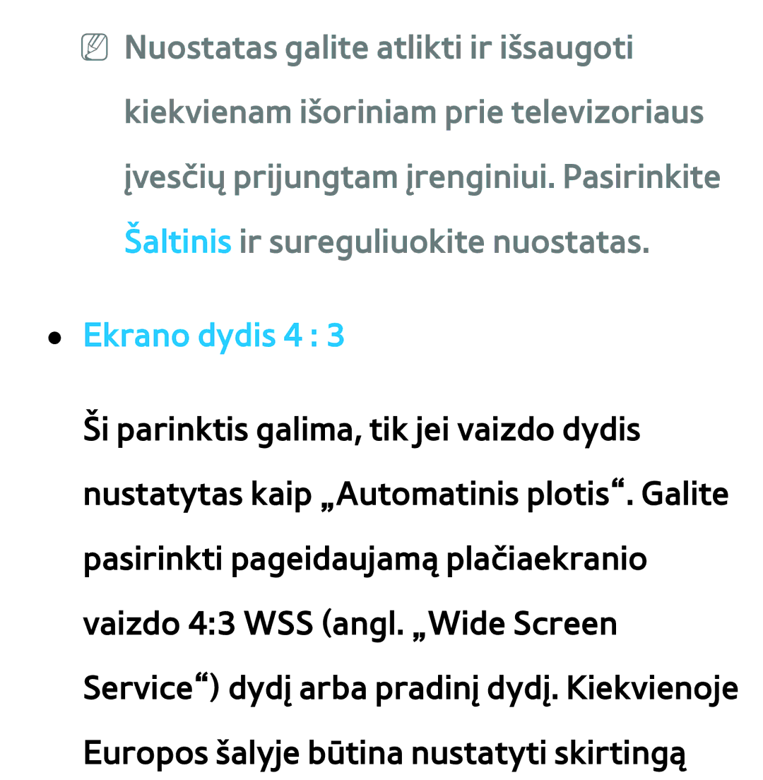Samsung UE65ES8000SXXH, UE55ES8000SXXH, UE55ES7000SXXH, UE46ES8000SXXH, UE46ES7000SXXH, UE40ES8000SXXH manual Ekrano dydis 4 