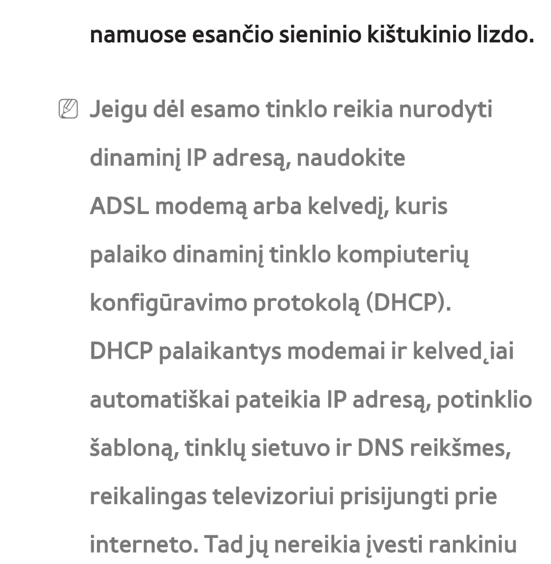 Samsung UE55ES8000SXXH, UE55ES7000SXXH, UE46ES8000SXXH, UE46ES7000SXXH manual Namuose esančio sieninio kištukinio lizdo 