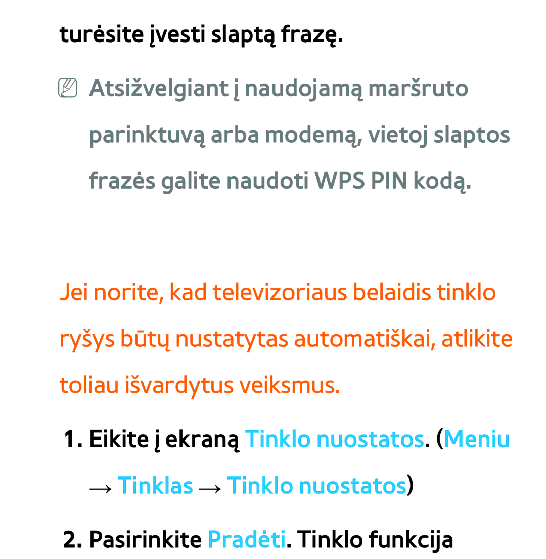 Samsung UE75ES9000SXXH, UE55ES8000SXXH, UE55ES7000SXXH, UE46ES8000SXXH, UE46ES7000SXXH manual Turėsite įvesti slaptą frazę 