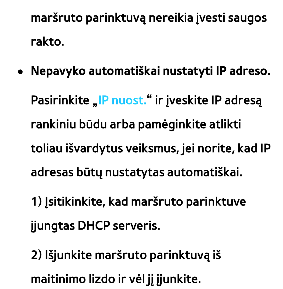 Samsung UE46ES8000SXXH, UE55ES8000SXXH, UE55ES7000SXXH, UE46ES7000SXXH manual Maršruto parinktuvą nereikia įvesti saugos rakto 