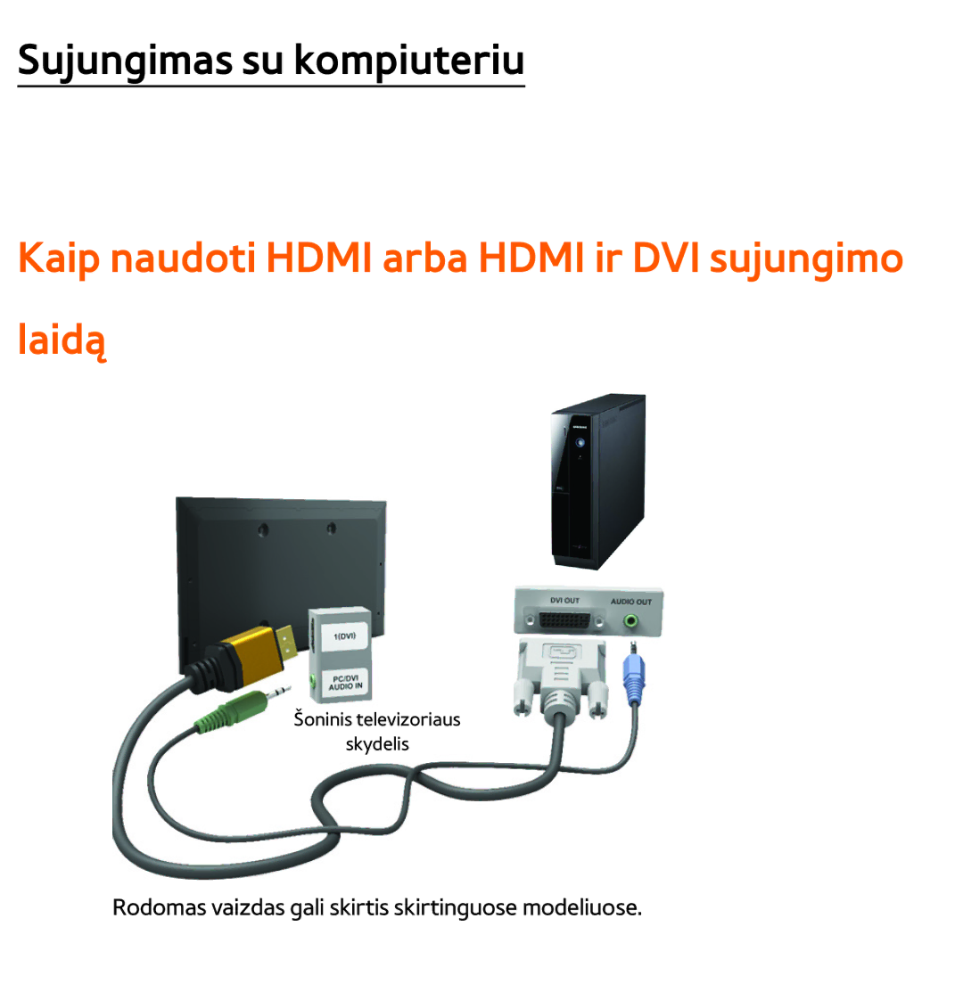 Samsung UE40ES8000SXXH, UE55ES8000SXXH, UE55ES7000SXXH, UE46ES8000SXXH Kaip naudoti Hdmi arba Hdmi ir DVI sujungimo laidą 