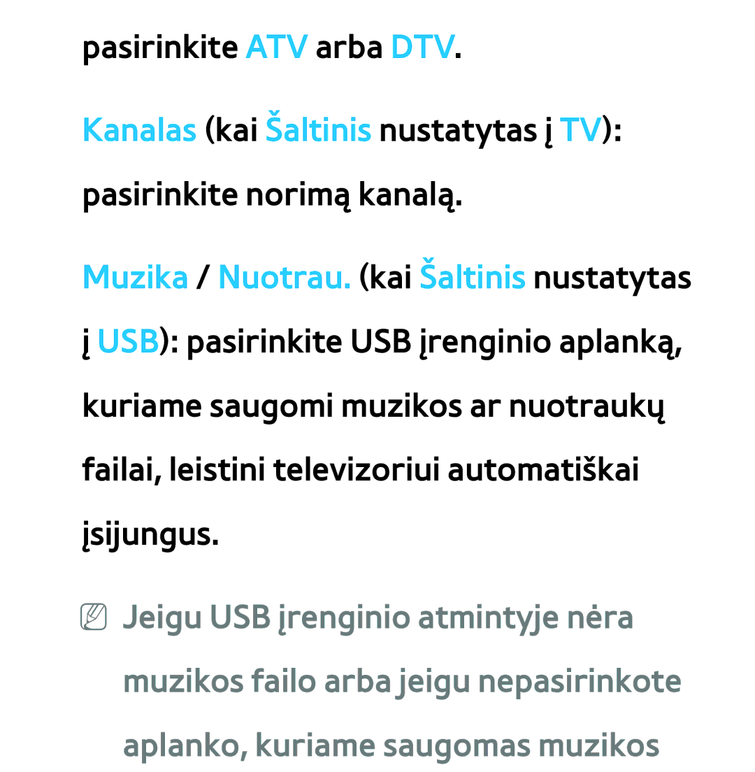 Samsung UE55ES7000SXXH, UE55ES8000SXXH, UE46ES8000SXXH, UE46ES7000SXXH manual Muzika / Nuotrau. kai Šaltinis nustatytas 