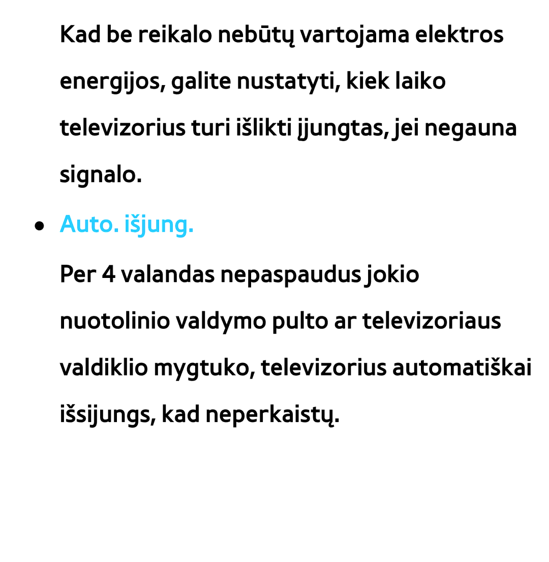 Samsung UE75ES9000SXXH, UE55ES8000SXXH, UE55ES7000SXXH, UE46ES8000SXXH, UE46ES7000SXXH, UE65ES8000SXXH manual Auto. išjung 