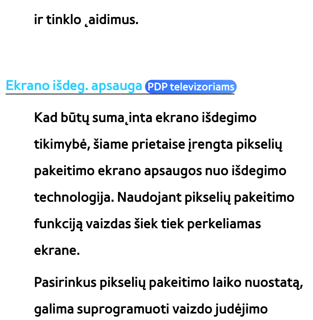 Samsung UE46ES8000SXXH, UE55ES8000SXXH, UE55ES7000SXXH, UE46ES7000SXXH manual Ekrano išdeg. apsauga PDP televizoriams 