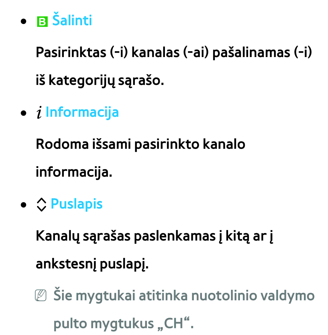 Samsung UE46ES8000SXXH, UE55ES8000SXXH, UE55ES7000SXXH, UE46ES7000SXXH, UE65ES8000SXXH manual BŠalinti, `Informacija, KPuslapis 