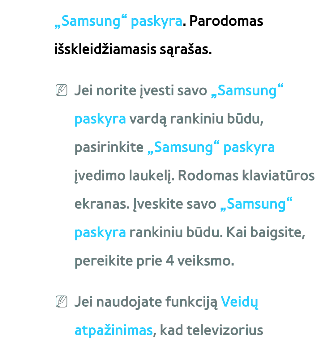 Samsung UE75ES9000SXXH, UE55ES8000SXXH, UE55ES7000SXXH, UE46ES8000SXXH „Samsung paskyra. Parodomas išskleidžiamasis sąrašas 