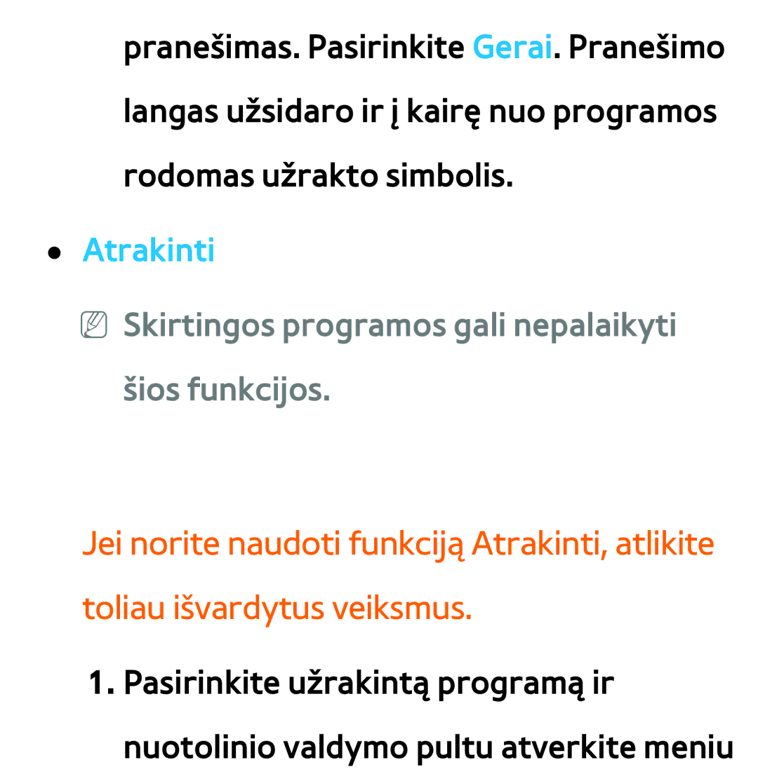 Samsung UE75ES9000SXXH, UE55ES8000SXXH, UE55ES7000SXXH Atrakinti, NN Skirtingos programos gali nepalaikyti šios funkcijos 