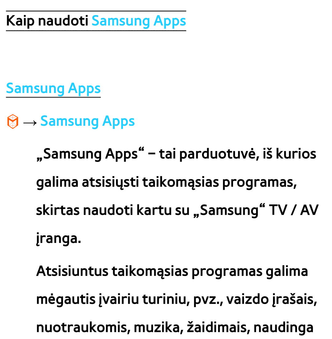 Samsung UE75ES9000SXXH, UE55ES8000SXXH, UE55ES7000SXXH, UE46ES8000SXXH, UE46ES7000SXXH manual Samsung Apps → Samsung Apps 