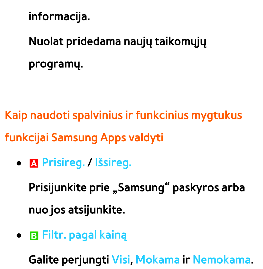 Samsung UE55ES8000SXXH, UE55ES7000SXXH, UE46ES8000SXXH, UE46ES7000SXXH manual APrisireg. / Išsireg, BFiltr. pagal kainą 