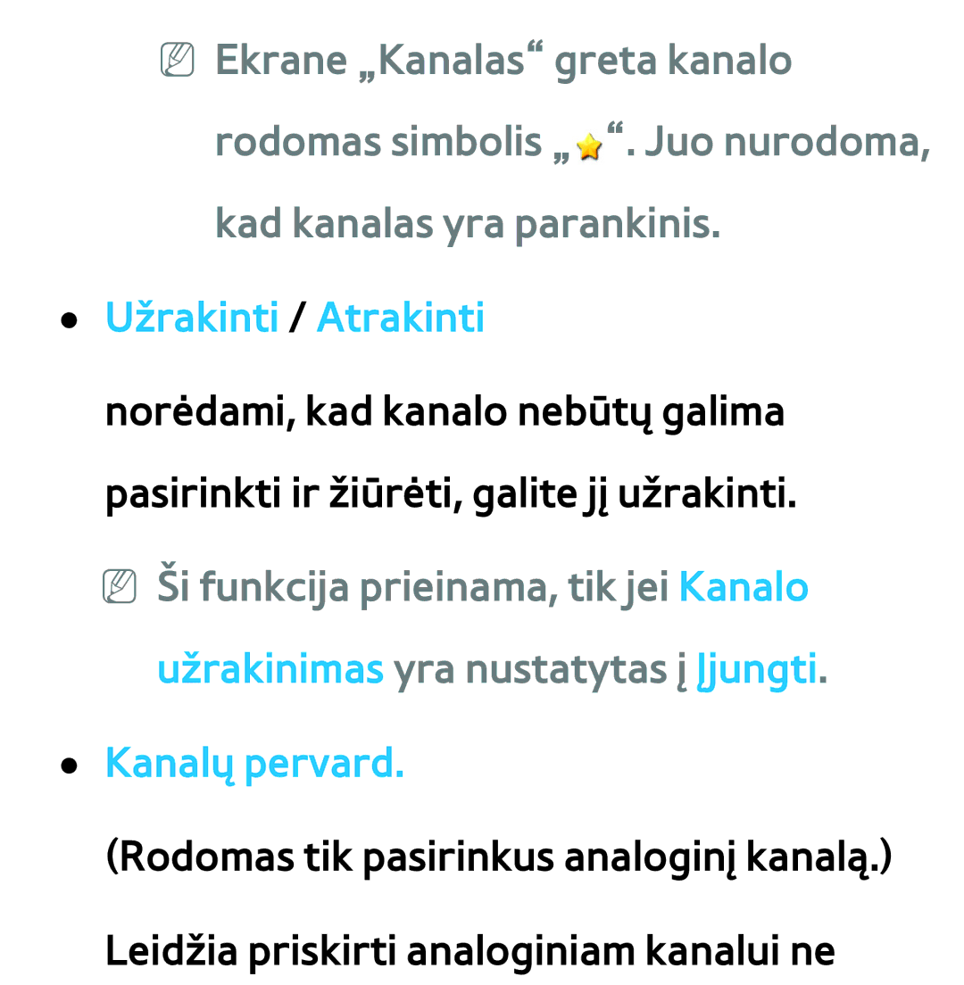 Samsung UE40ES7000SXXH, UE55ES8000SXXH, UE55ES7000SXXH, UE46ES8000SXXH, UE46ES7000SXXH Užrakinti / Atrakinti, Kanalų pervard 